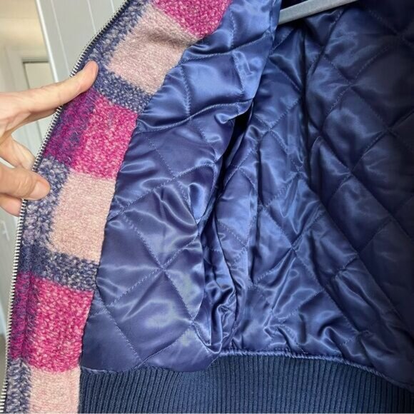 House of Harlow Women's Plaid Wool Blend Cropped Bomber Jacket NWT - Picture 8 of 9